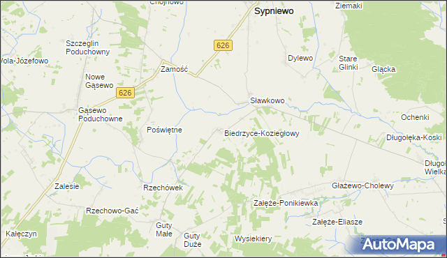 mapa Biedrzyce-Koziegłowy, Biedrzyce-Koziegłowy na mapie Targeo