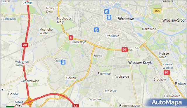 mapa Borek gmina Wrocław, Borek gmina Wrocław na mapie Targeo