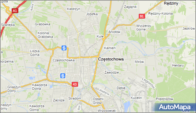 mapa Częstochowy, Częstochowa na mapie Targeo