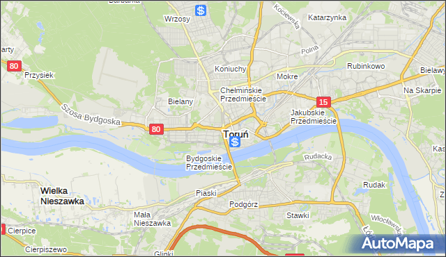 mapa Torunia, Toruń na mapie Targeo