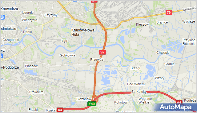 mapa Ulica gmina Kraków, Ulica gmina Kraków na mapie Targeo