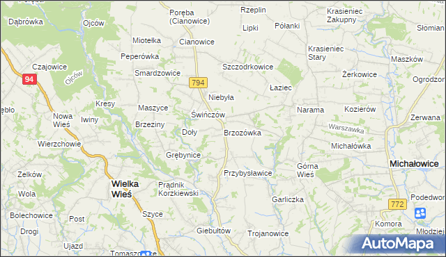 mapa Brzozówka gmina Zielonki, Brzozówka gmina Zielonki na mapie Targeo