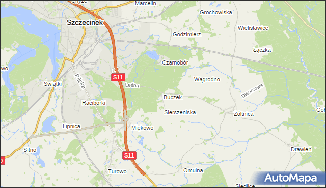 mapa Buczek gmina Szczecinek, Buczek gmina Szczecinek na mapie Targeo