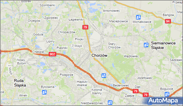 mapa Chorzów, Chorzów na mapie Targeo