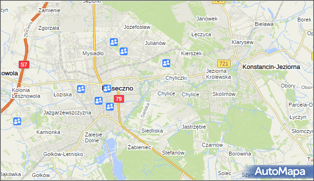mapa Chylice gmina Piaseczno, Chylice gmina Piaseczno na mapie Targeo