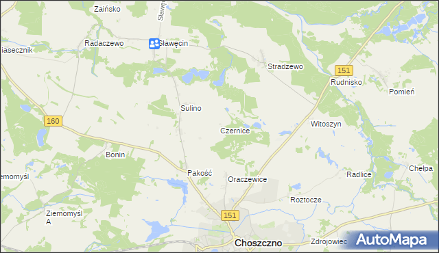 mapa Czernice gmina Choszczno, Czernice gmina Choszczno na mapie Targeo