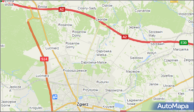 mapa Dąbrówka-Sowice, Dąbrówka-Sowice na mapie Targeo