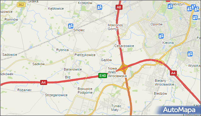 mapa Gądów, Gądów na mapie Targeo