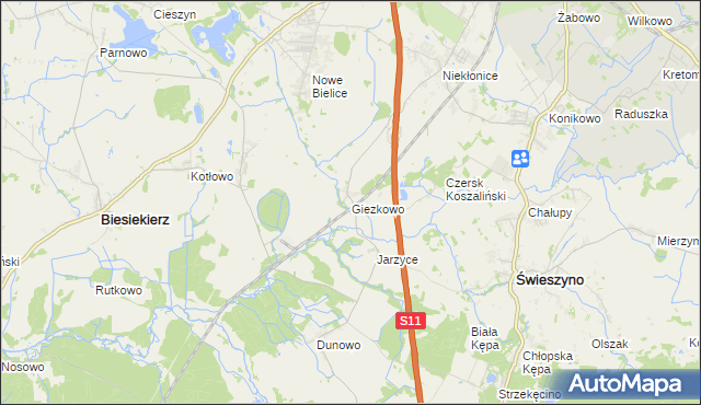 mapa Giezkowo, Giezkowo na mapie Targeo