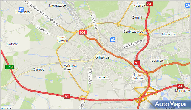 mapa Gliwic, Gliwice na mapie Targeo