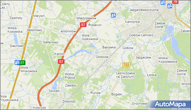 mapa Głosków gmina Piaseczno, Głosków gmina Piaseczno na mapie Targeo