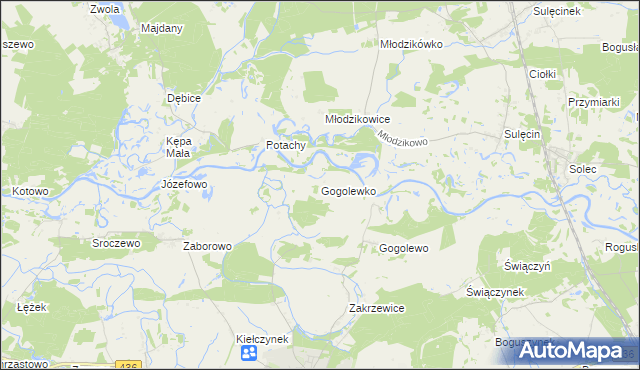 mapa Gogolewko gmina Książ Wielkopolski, Gogolewko gmina Książ Wielkopolski na mapie Targeo