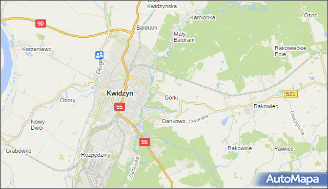 mapa Górki gmina Kwidzyn, Górki gmina Kwidzyn na mapie Targeo