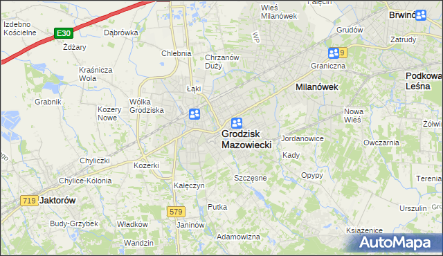 mapa Grodzisk Mazowiecki, Grodzisk Mazowiecki na mapie Targeo