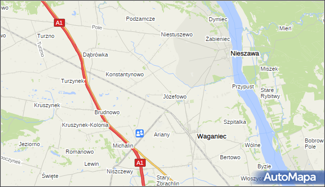 mapa Józefowo gmina Waganiec, Józefowo gmina Waganiec na mapie Targeo