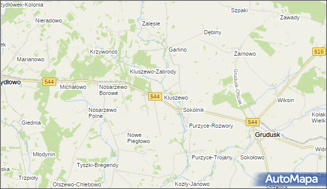 mapa Kluszewo, Kluszewo na mapie Targeo