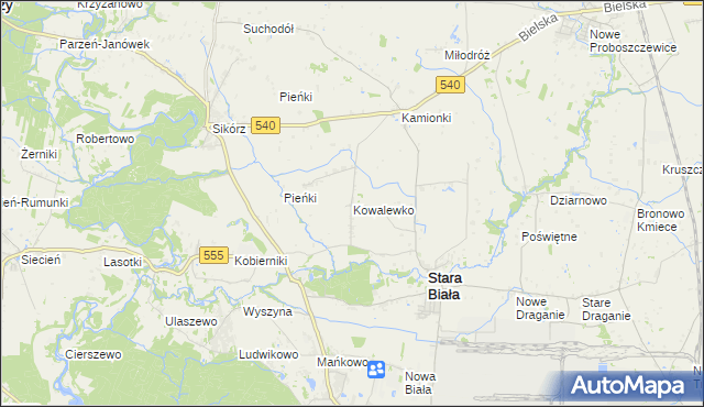 mapa Kowalewko gmina Stara Biała, Kowalewko gmina Stara Biała na mapie Targeo