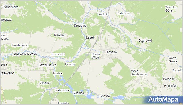 mapa Kozia Wieś, Kozia Wieś na mapie Targeo