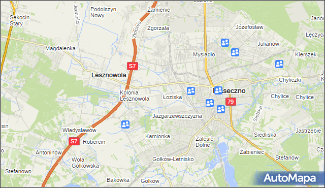 mapa Łoziska, Łoziska na mapie Targeo