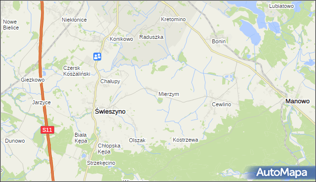 mapa Mierzym, Mierzym na mapie Targeo