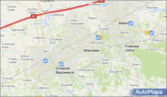 mapa Milanówek, Milanówek na mapie Targeo