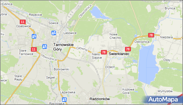 mapa Nakło Śląskie, Nakło Śląskie na mapie Targeo