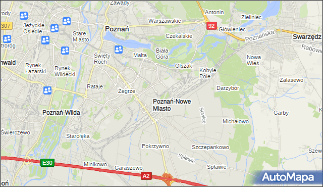 mapa Nowe Miasto gmina Poznań, Nowe Miasto gmina Poznań na mapie Targeo