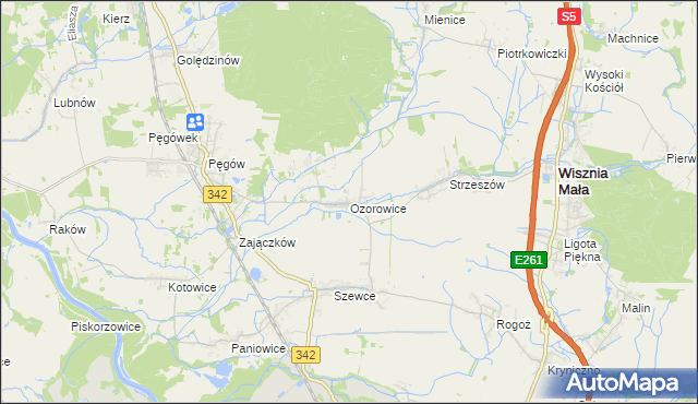 mapa Ozorowice, Ozorowice na mapie Targeo