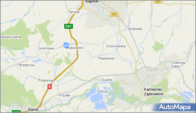 mapa Pawłowice gmina Ząbkowice Śląskie, Pawłowice gmina Ząbkowice Śląskie na mapie Targeo