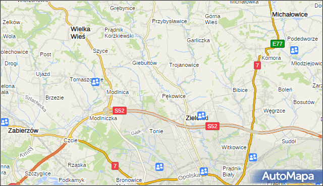 mapa Pękowice, Pękowice na mapie Targeo