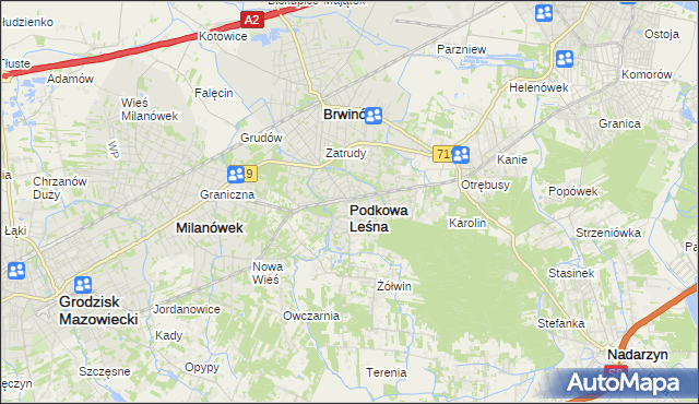 mapa Podkowa Leśna, Podkowa Leśna na mapie Targeo