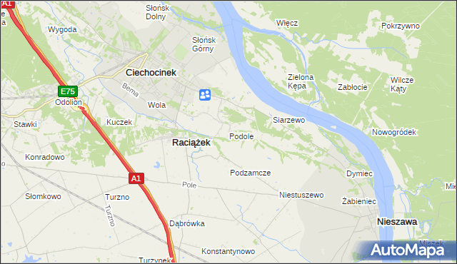 mapa Podole gmina Raciążek, Podole gmina Raciążek na mapie Targeo