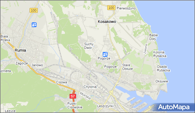 mapa Pogórze gmina Kosakowo, Pogórze gmina Kosakowo na mapie Targeo