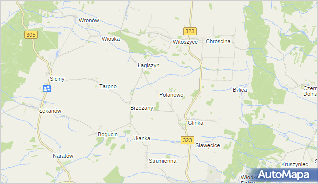 mapa Polanowo gmina Góra, Polanowo gmina Góra na mapie Targeo
