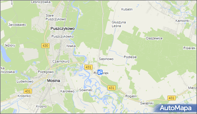 mapa Sasinowo, Sasinowo na mapie Targeo