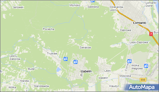 mapa Sieraków gmina Izabelin, Sieraków gmina Izabelin na mapie Targeo