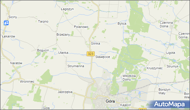 mapa Sławęcice gmina Góra, Sławęcice gmina Góra na mapie Targeo