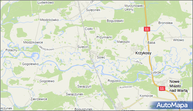 mapa Solec gmina Krzykosy, Solec gmina Krzykosy na mapie Targeo