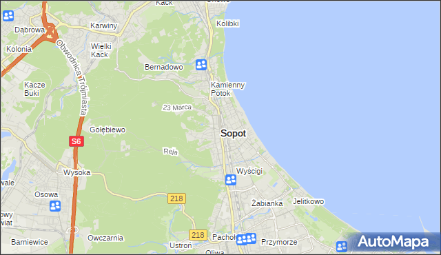 mapa Sopotu, Sopot na mapie Targeo