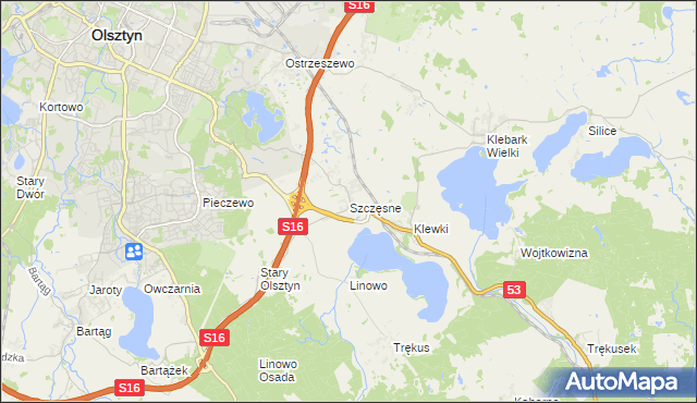 mapa Szczęsne gmina Purda, Szczęsne gmina Purda na mapie Targeo