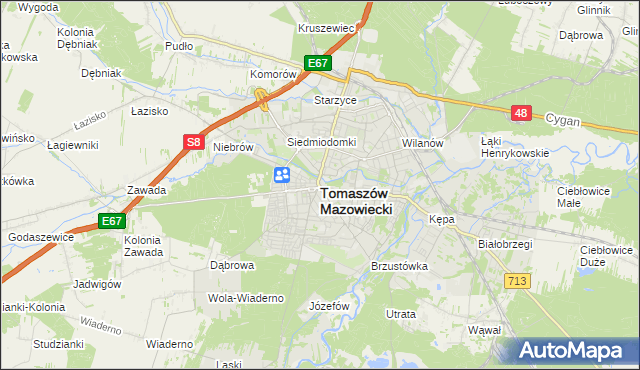 mapa Tomaszów Mazowiecki, Tomaszów Mazowiecki na mapie Targeo