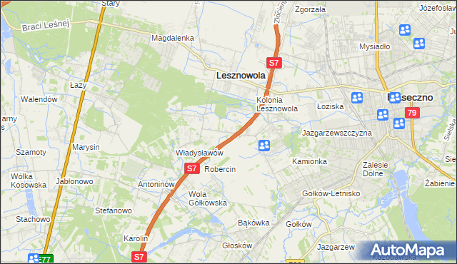 mapa Wilcza Góra gmina Lesznowola, Wilcza Góra gmina Lesznowola na mapie Targeo