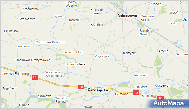 mapa Zbyszyno, Zbyszyno na mapie Targeo