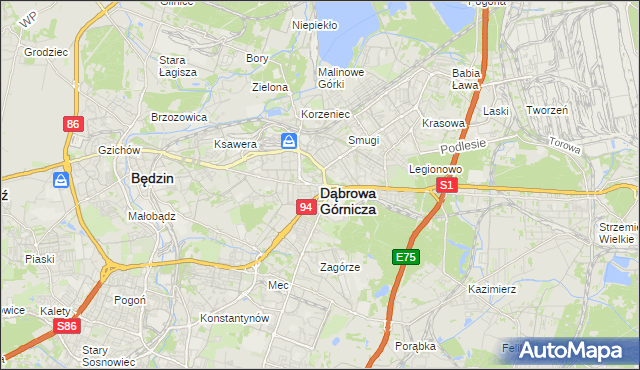 mapa Dąbrowa Górnicza, Dąbrowa Górnicza na mapie Targeo