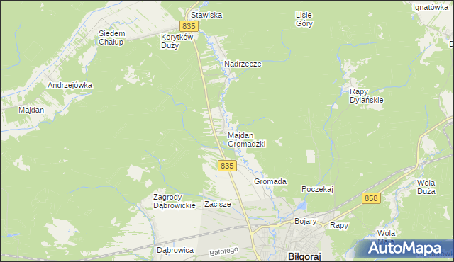 mapa Majdan Gromadzki, Majdan Gromadzki na mapie Targeo