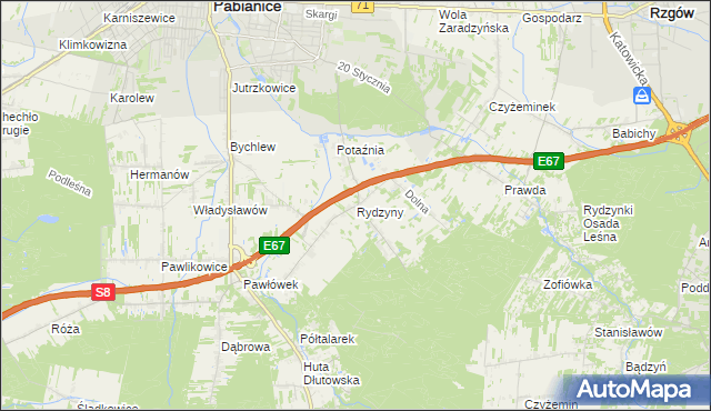 mapa Rydzyny, Rydzyny na mapie Targeo