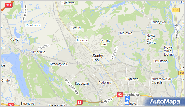 mapa Suchy Las powiat poznański, Suchy Las powiat poznański na mapie Targeo