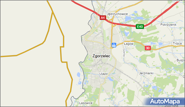 mapa Zgorzelec, Zgorzelec na mapie Targeo