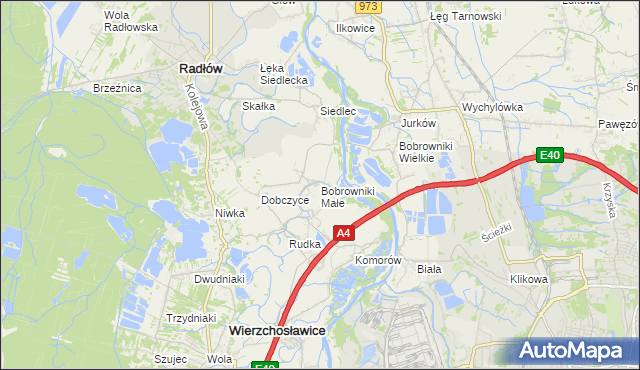 mapa Bobrowniki Małe, Bobrowniki Małe na mapie Targeo