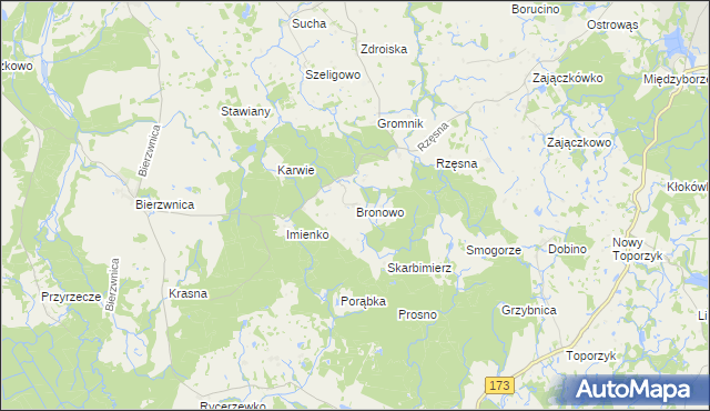 mapa Bronowo gmina Połczyn-Zdrój, Bronowo gmina Połczyn-Zdrój na mapie Targeo